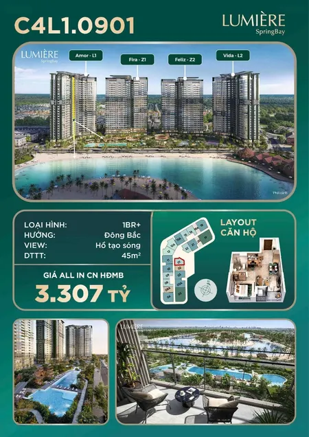Chỉ 3,3 Tỷ Sở Hữu Ngay Căn 1n+ Springbay Vinhomes View 2 Mặt Nước, Tiềm Năng Sinh Lời 30% 1-2 Năm