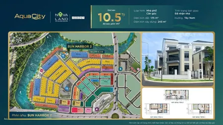 Nhà Phố Căn Góc 8x20 Aqua City - Nhận Nhà ở Ngay, Vị Trí đắc địa