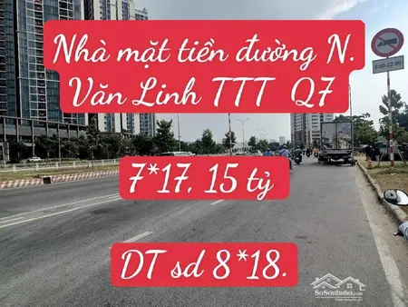 Nhà Mặt Tiền đường Nguyễn Văn Linh Tt Tây Quận 7. 7*17 Chỉ 15 Tỷ. Vỉa Hè 10 M.