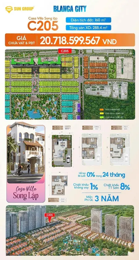 Casa Villa Song Lập C205 Kiệt Tác Blanca City Giá Tốt Nhất