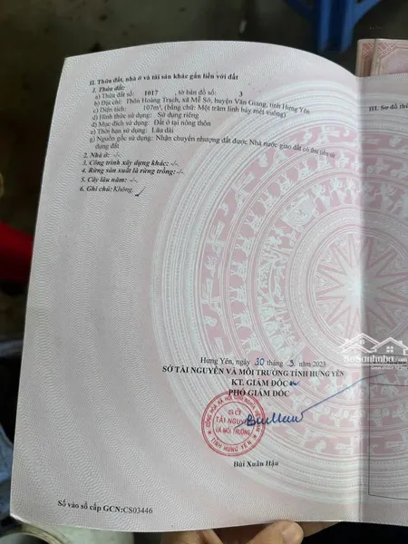 Chính Chủ Cần Bán Siêu Phẩm đấu Giá Hoàng Trạch, Mễ Sở Mặt Tiền 7,5m đường 6m