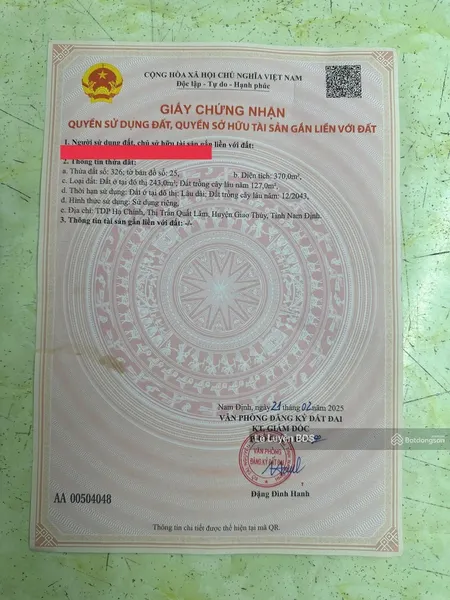 Nhà Em Cần Bán Mảnh đất Tại Tt Quất Lâm - Giao Thủy - Nđ