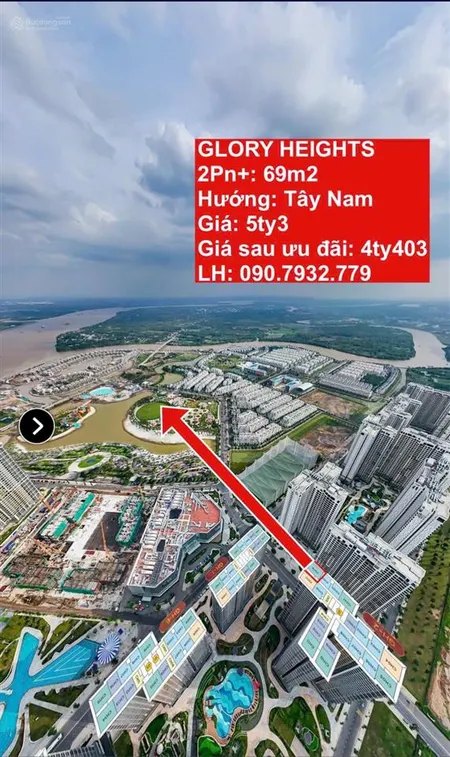 Căn hộ 2pn+ glory heights rẻ nhất thị trường chỉ 4,403 tỷ!