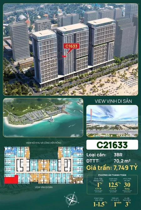 Bán căn 3pn đẹp nhất bãi cháy, tại sun centro town, giá 6,5 tỷ, diện tích 70m2, hàng hot uy tín