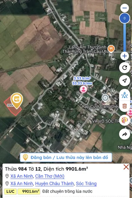 Bán đất 9901.6m² ngang 65m giá 1.9 tỷ Xã An Ninh