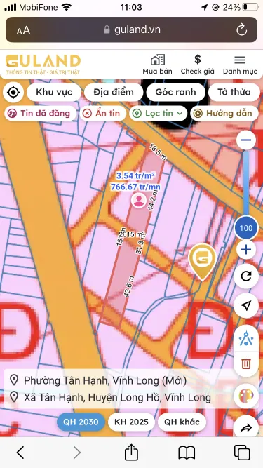 Bán đất 2597.8m² ngang 12m giá 9.2 tỷ Phường Tân Hạnh