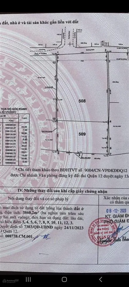 Bán đất tại đường lê thị riêng, thới an, quận 12, tp. hcm, ngay khu dân giá 50 triệu / m2, 3900 m2