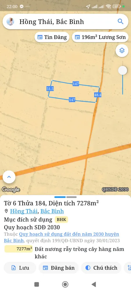 Bán đất 7278m² giá 400 triệu Xã Hồng Thái