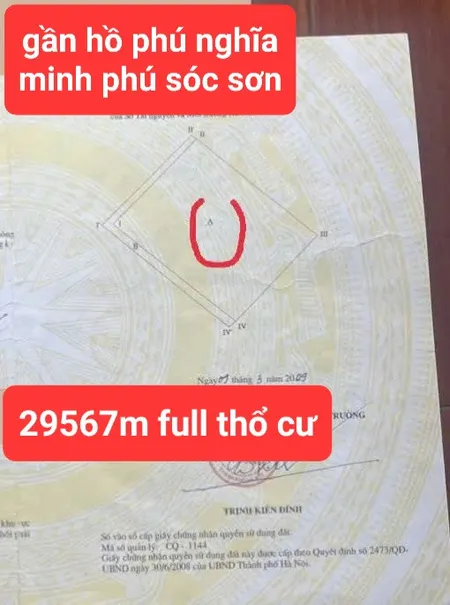 Bán đất 5000m² ngang 50m giá 26 tỷ Xã Kim Anh