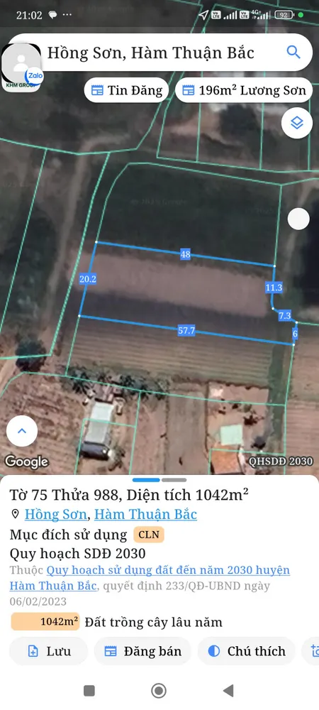 Bán đất 1042m² ngang 20m giá 380 triệu Xã Hồng Sơn