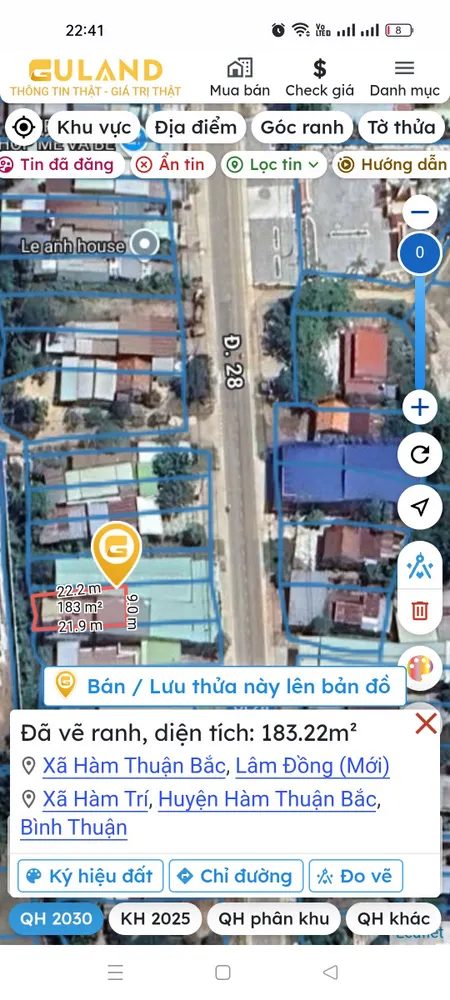 Bán nhà 183.2m² ngang 9m giá 2.5 tỷ Xã Hàm Thuận Bắc