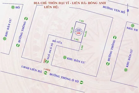 Đại Vĩ, Thư Lâm (xã Liên Hà cũ) - 100m2 - 0 - 7 - 4,2 tỷ LH: 0969497451