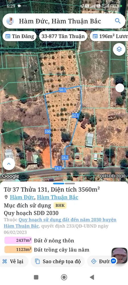 Bán đất 5200m² Xã Hàm Thuận