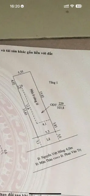 NHÀ MẶT TIỀN ĐƯỜNG NGUYỄN VIỆT HỒNG, PHƯỜNG AN PHÚ ( ngang 5,3m x dài 19,45m )
