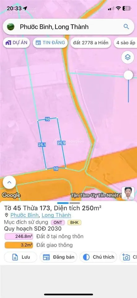 Đất ấp 5 phước bình ngay kdc hiện hữu, 10x25m có 80m thổ, giá chỉ hơn 7tr/m2.