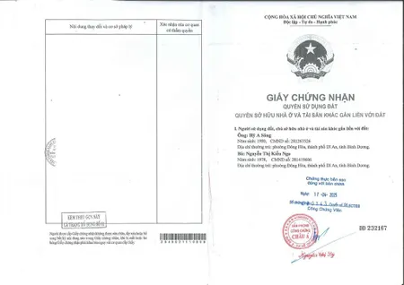 Qsdđ thửa đất số 63, tờ bản đồ số 40, ấp 6, xã nha bích, huyện chơn thành, tỉnh bình phước