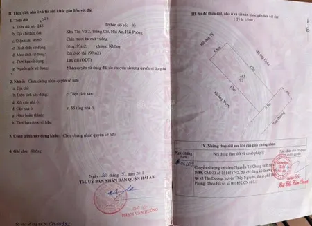 Cần bán lô đất mặt đường tân vũ 2, tràng cát, hải an 93m2 giá chỉ 33,5tr/m2