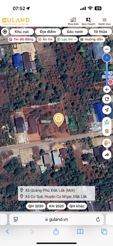Bán đất 1040m² giá 4.45 tỷ Xã Quảng Phú
