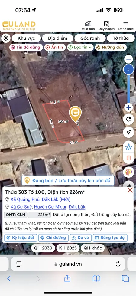 Bán đất 226m² giá 2.55 tỷ Xã Quảng Phú