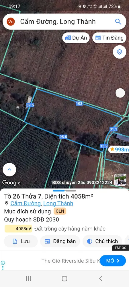 Đất cẩm đường long thành Đồng Nai
