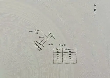 Bán đất 99.7m² ngang 4,5mm giá 995 triệu Xã Tân Lân