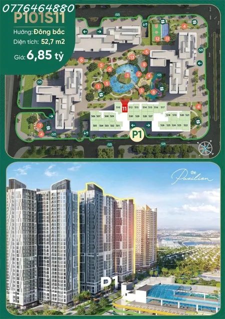 Bán shophouse khối đế Pavilion P1 – Vinhomes Ocean Park 1