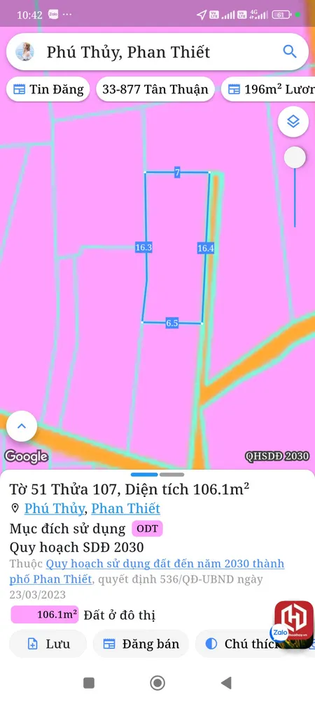 Bán đất 108m² giá 1 tỷ Phường Phú Thủy