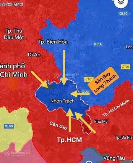 Bán đất lý thái tổ, 1,85 tỷ, 156 m2, nhiều tiện ích, đẹp tại nhơn trạch, đồng nai
