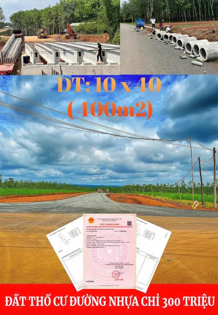 ĐẤT NỀN THỔ CƯ MẶT TIỀN ĐƯỜNG NHỰA 18M- SỔ HỒNG CÔNG CHỨNG LIỀN TAY