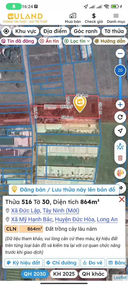 Bán đất 276.8m² ngang 8m giá 870 triệu Xã Hòa Khánh