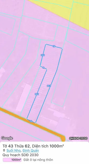 Bán đất vườn 1000m² tại Suối Nho, Định Quán – Pháp lý rõ ràng, giá 990 triệu