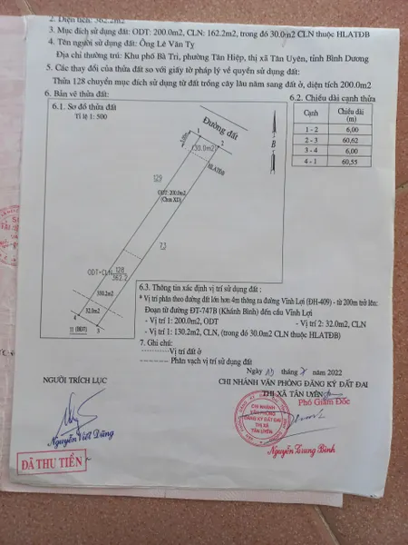 Bán đất 364.4m² ngang 6m giá 3.5 tỷ Phường Tân Hiệp