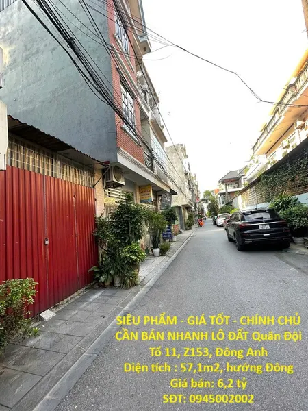 SIÊU PHẨM - GIÁ TỐT - CHÍNH CHỦ CẦN BÁN NHANH LÔ ĐẤT Quân Đội Z153, Đông Anh