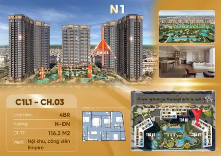 Căn hộ kính cong 4pn, dt116m2, tts 7,06 tỷ view nội khu dự án masteri trinity square ocean park 2