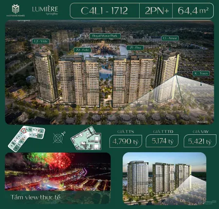 Bán nhanh căn 2n+ view mega grandworld tại lumiere spring bay