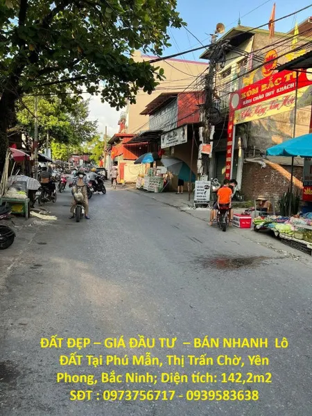ĐẤT ĐẸP – GIÁ ĐẦU TƯ  – BÁN NHANH  Lô ĐẤT Tại Phú Mẫn, Thị Trấn Chờ, Yên Phong, Bắc Ninh