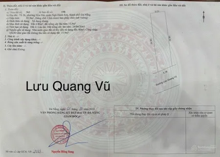 Chính chủ bán lô đất mt lưu quang vũ, ngũ hành sơn, đà nẵng (sát trần đại nghĩa)
