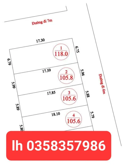 Bán đất 105m² ngang 5.99m giá 235 triệu Xã Kim Anh