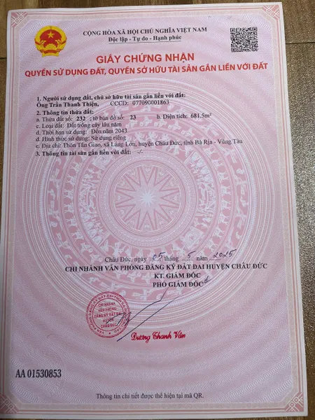 Đât láng lớn giáp ranh ngãi giao , gần công ty hoa anh đào 17*42.80tc