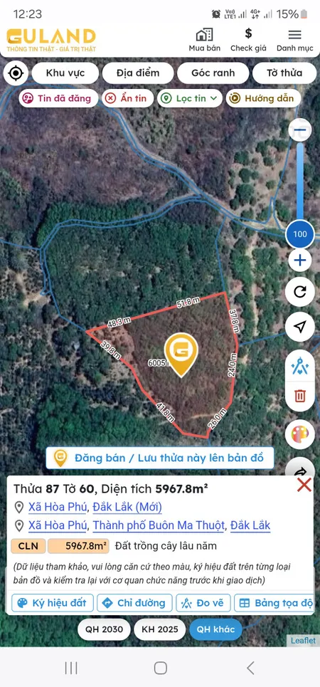 Bán đất 80000m² ngang 300m giá 3.15 tỷ Xã Hòa Phú