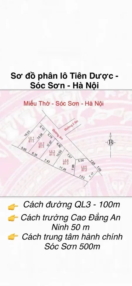 Bán đất 515m² ngang 20m giá 2.2 tỷ Xã Sóc Sơn