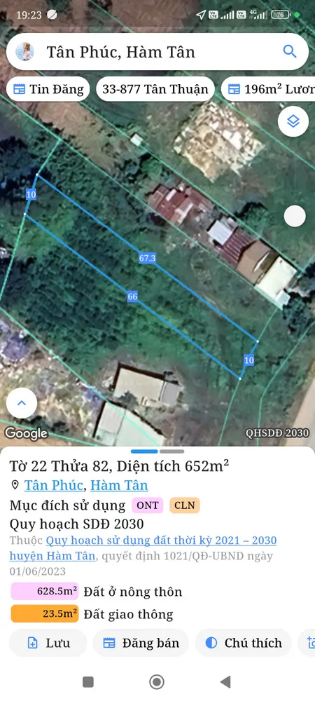 Bán đất 652m² ngang 10m giá 1.2 tỷ Xã Tân Minh