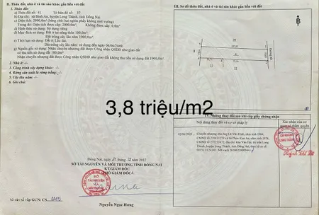 bán gấp 2,000m2 có sẳn 100m2 thổ cư, Long Thành, gần khu dân cư, vị trí đẹp