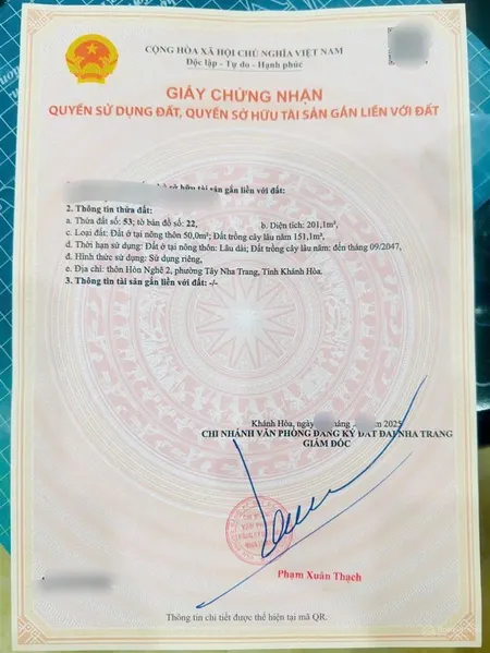 Bán đất 2 mặt hẻm trước sau đường mai thị dõng, hòn nghê, vĩnh ngọc, nha trang. dt201m2. sổ hồng