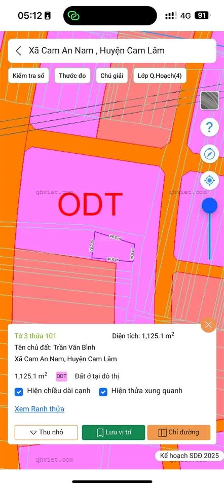 Bán lô góc 2 mặt tiền cam an nam, cam lâm, khánh hòa giá 5.2 tỷ (5tr/m2)
