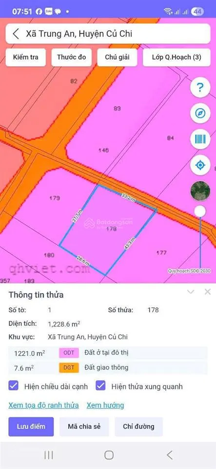 Bán lô đất full thổ cư / đường trung an, xã bình mỹ(xã trung an cũ) tphcm lô đất đẹp đường xe tải