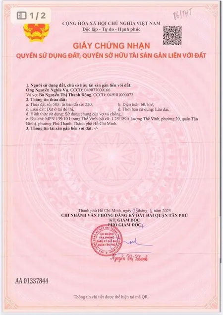 Bán lô đất, đường lương thế vinh, tân phú 4x15m. vị trí đẹp, gần mặt tiền, an ninh. giá 4.2 tỷ tl