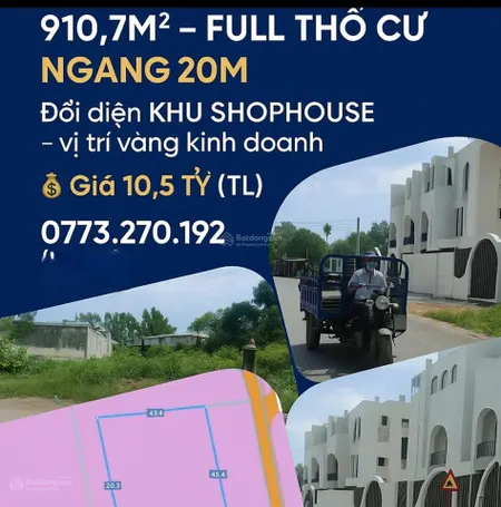 Đất mặt tiền kinh doanh 911m full thổ cư 10 tỉ 5 lộc an, long thành