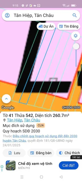 Bán đất 260.7m² ngang 5m giá 310 triệu Xã Tân Hội
