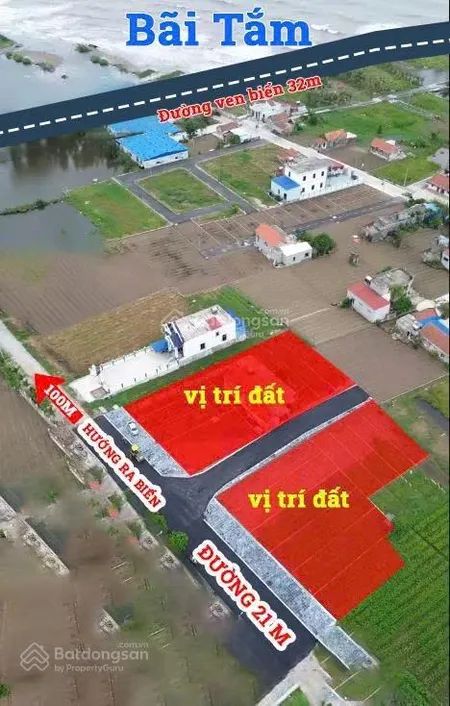 Chính chủ bán lô đất biển, cạnh bãi tắm du lịch, mặt trục chính, phù hợp đầu tư, 91.5m2, giá 1tỉ368
